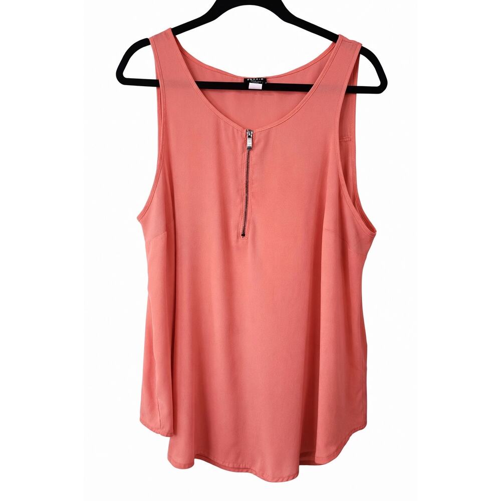 Torrid Coral Zip Front Tank Top Size 1 1X Sleeveless Plus Y2K Workwear Blouse